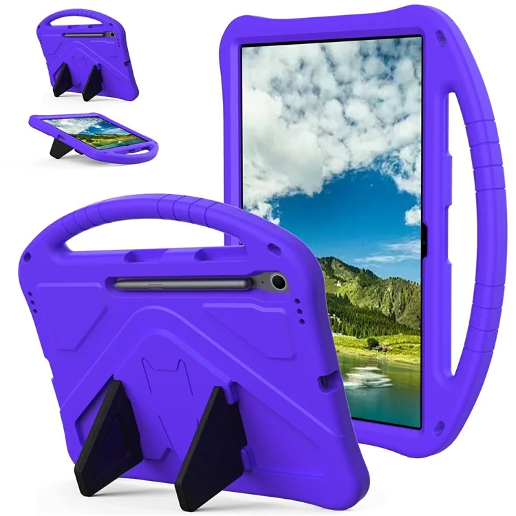 For Samsung Galaxy Tab S10 FE+ Case EVA Tablet Cover with Handle Kickstand Children Friendly - Purple