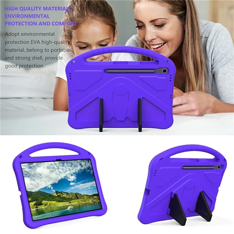 For Samsung Galaxy Tab S10 FE+ Case EVA Tablet Cover with Handle Kickstand Children Friendly - Purple