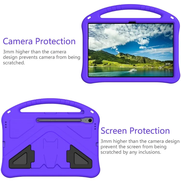 For Samsung Galaxy Tab S10 FE+ Case EVA Tablet Cover with Handle Kickstand Children Friendly - Purple
