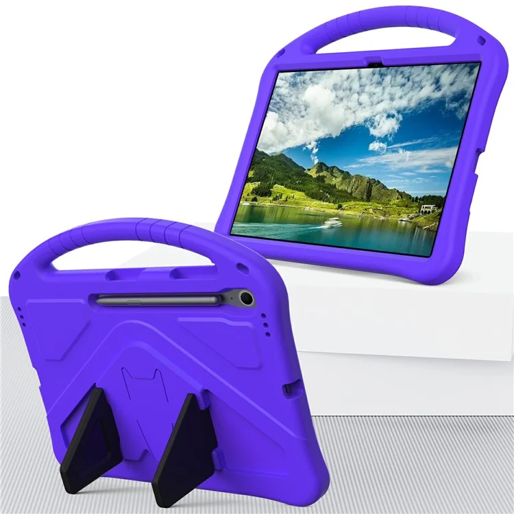 For Samsung Galaxy Tab S10 FE+ Case EVA Tablet Cover with Handle Kickstand Children Friendly - Purple