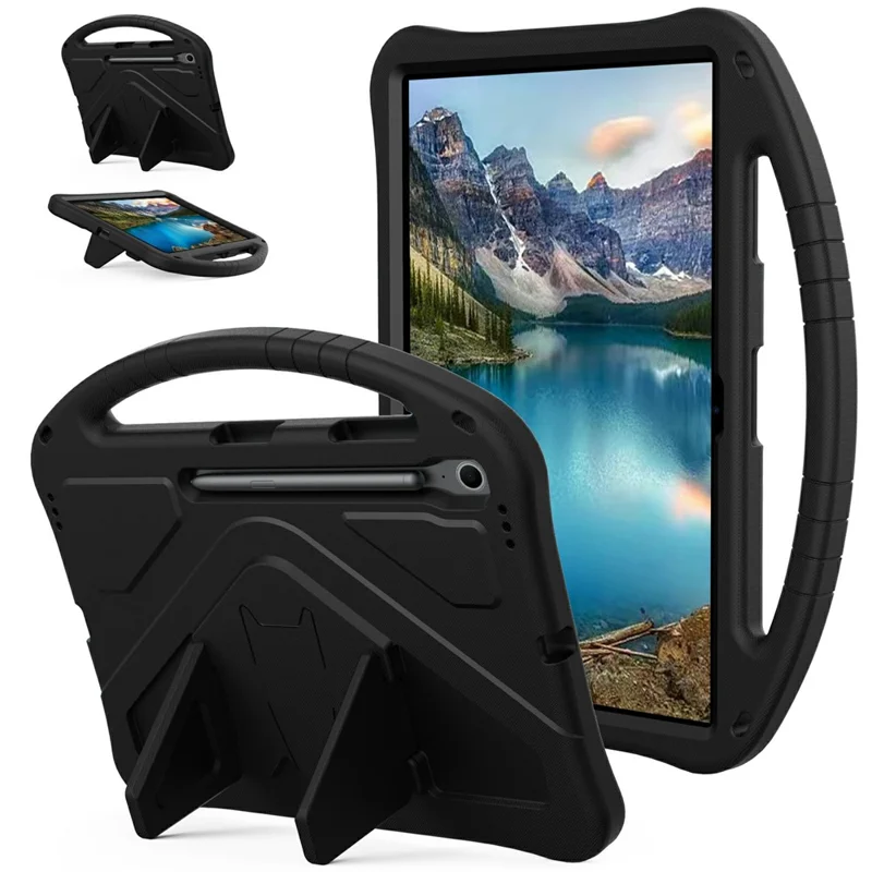 For Samsung Galaxy Tab S10 FE+ Case EVA Tablet Cover with Handle Kickstand Children Friendly - Black
