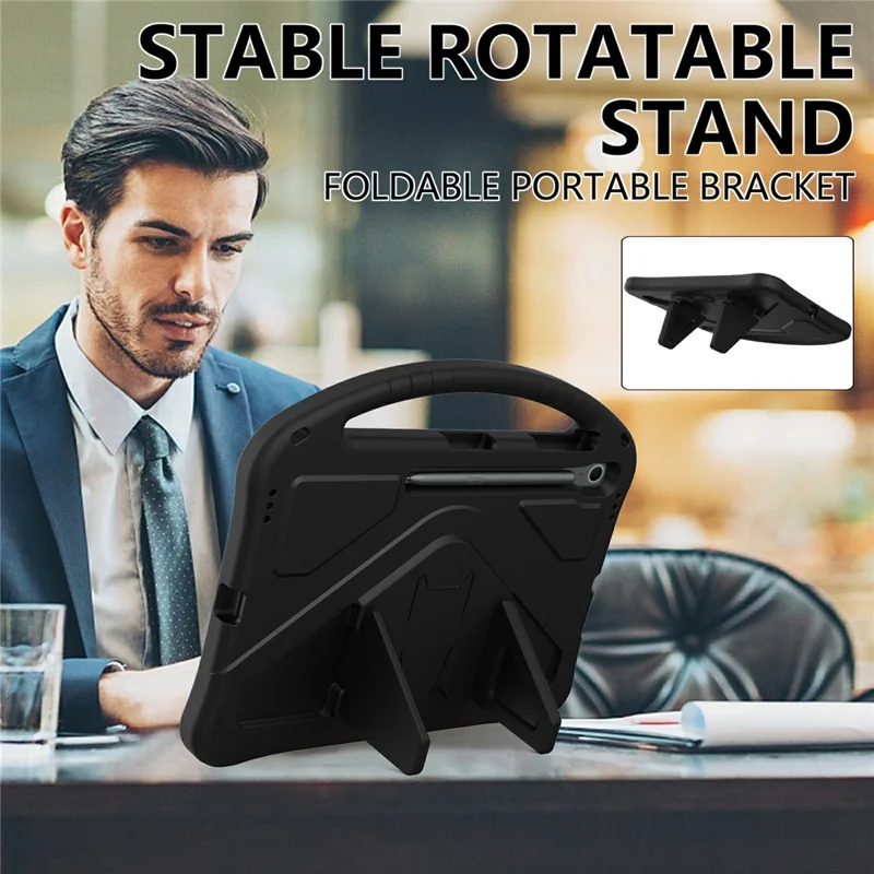 For Samsung Galaxy Tab S10 FE+ Case EVA Tablet Cover with Handle Kickstand Children Friendly - Black