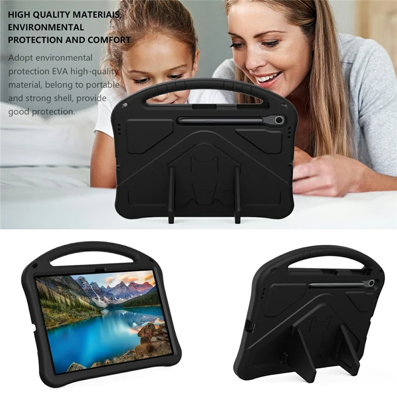 For Samsung Galaxy Tab S10 FE+ Case EVA Tablet Cover with Handle Kickstand Children Friendly - Black