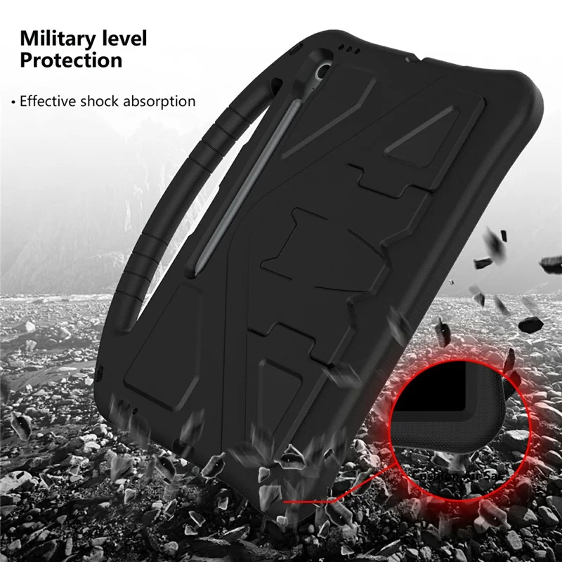 For Samsung Galaxy Tab S10 FE+ Case EVA Tablet Cover with Handle Kickstand Children Friendly - Black