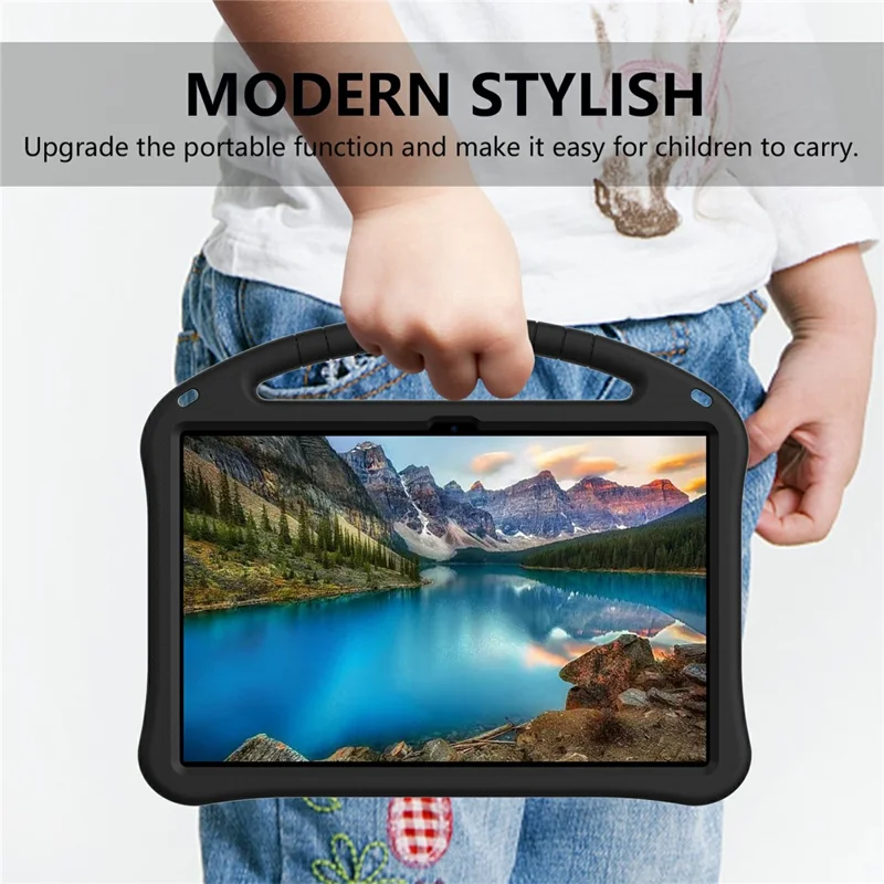 For Samsung Galaxy Tab S10 FE+ Case EVA Tablet Cover with Handle Kickstand Children Friendly - Black