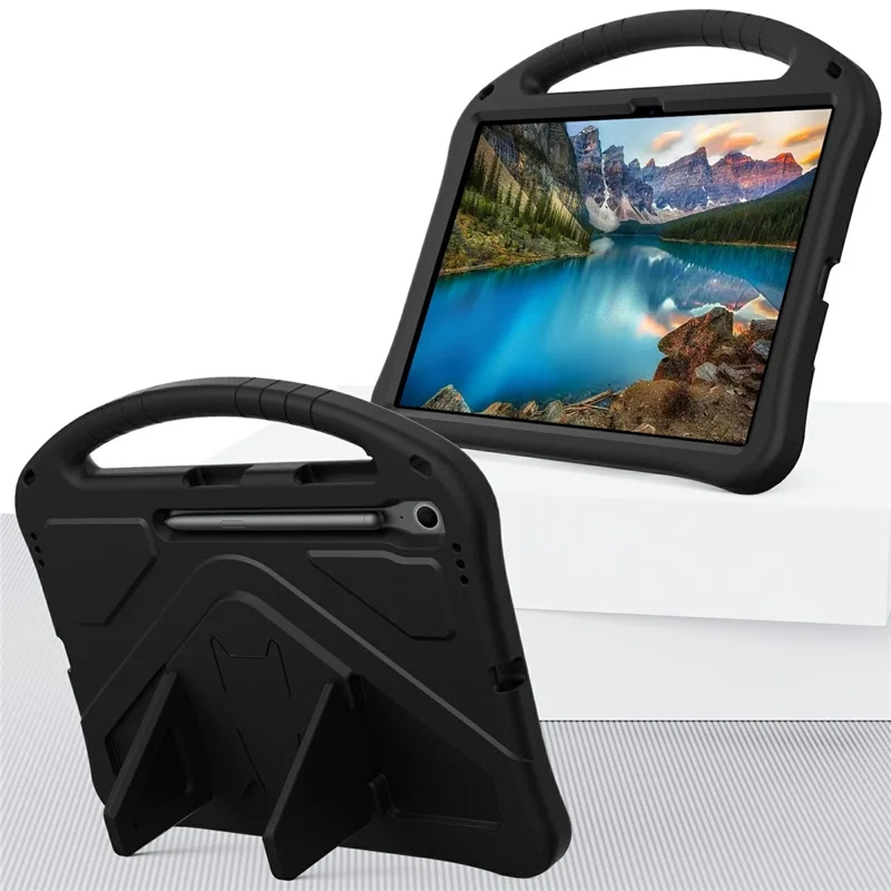 For Samsung Galaxy Tab S10 FE+ Case EVA Tablet Cover with Handle Kickstand Children Friendly - Black