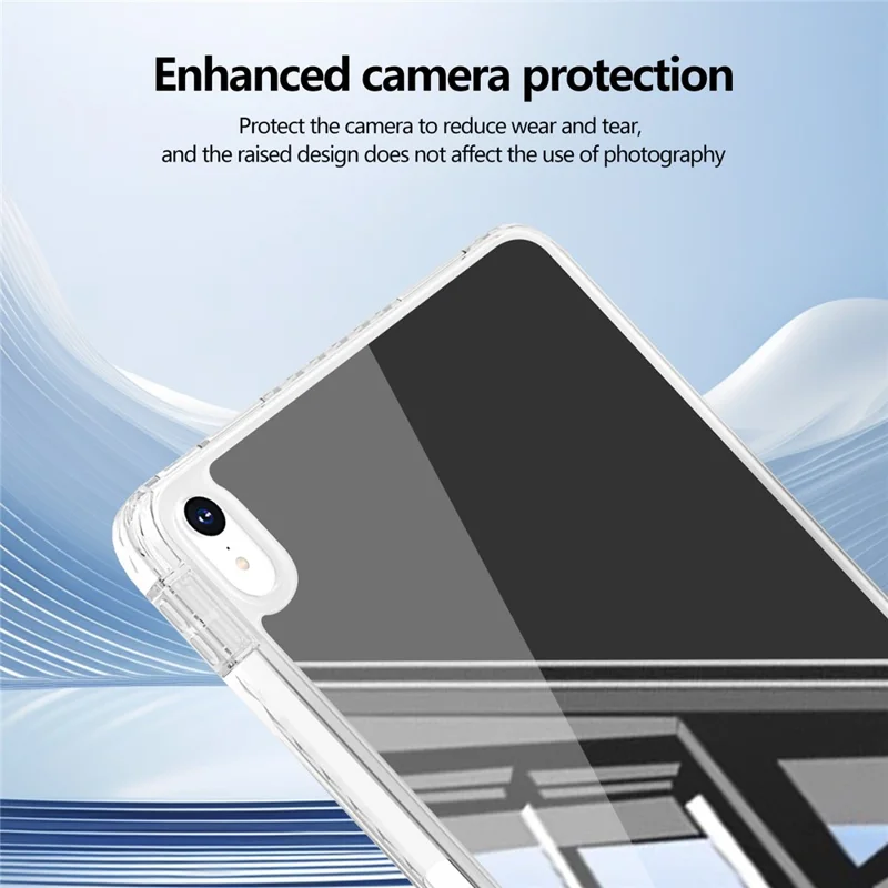 For iPad (2025)  /  10.9 (2022) Case Mirror Acrylic TPU Shockproof Tablet Cover with Pen Slot - White