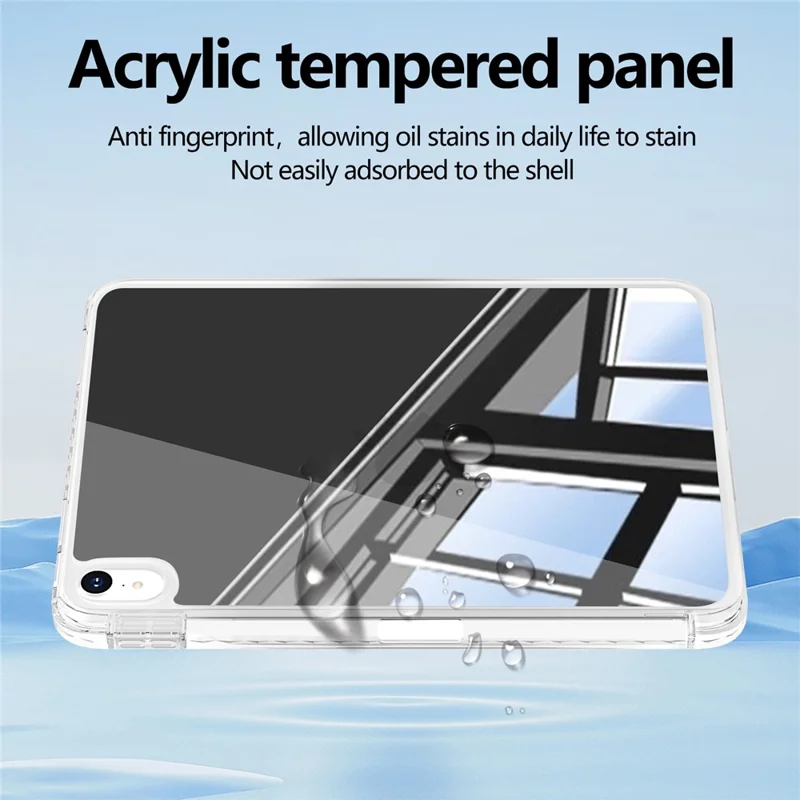 For iPad (2025)  /  10.9 (2022) Case Mirror Acrylic TPU Shockproof Tablet Cover with Pen Slot - White