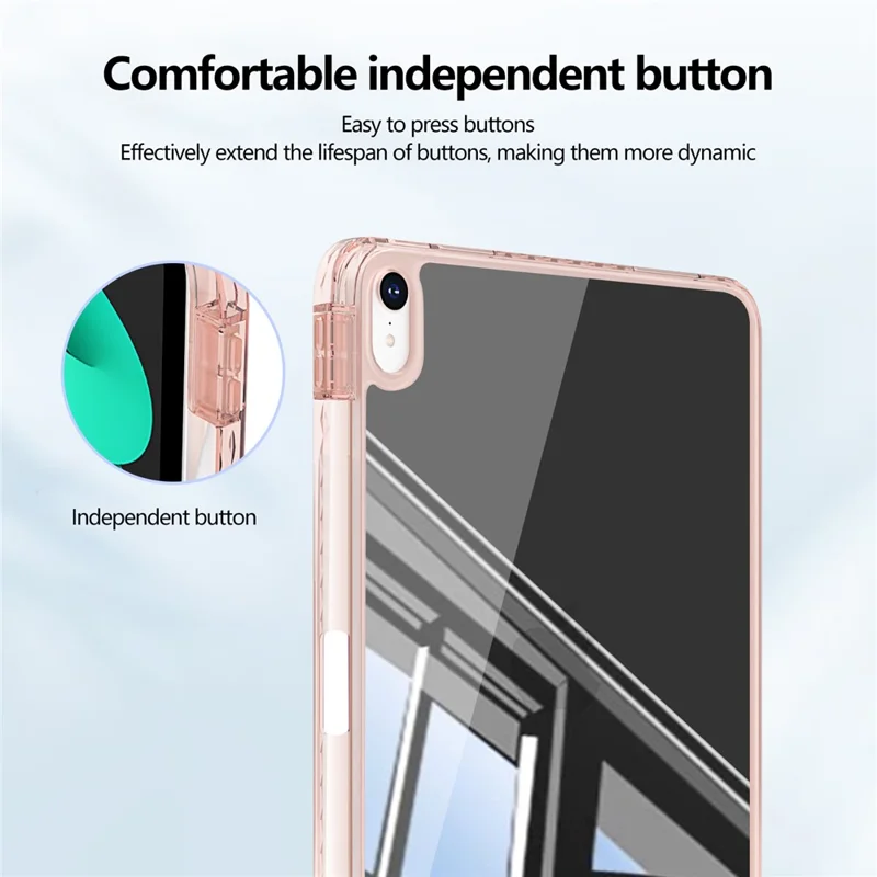 Mirror Acrylic TPU Tablet Case with Pen Slot For iPad Air 11 (2025)  /  (2024)  /  Air (2022)  /  (2020)  /  Pro 11 (2022)  /  (2021)  /  (2020)  /  (2018) - Pink