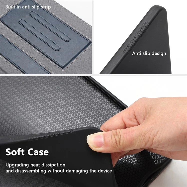 Stand Case for Samsung Galaxy Tab S6 Lite (2024) / (2022) / (2020) Auto Wake / Sleep PU Leather Tablet Cover with Wallet / Hand Strap - Blue