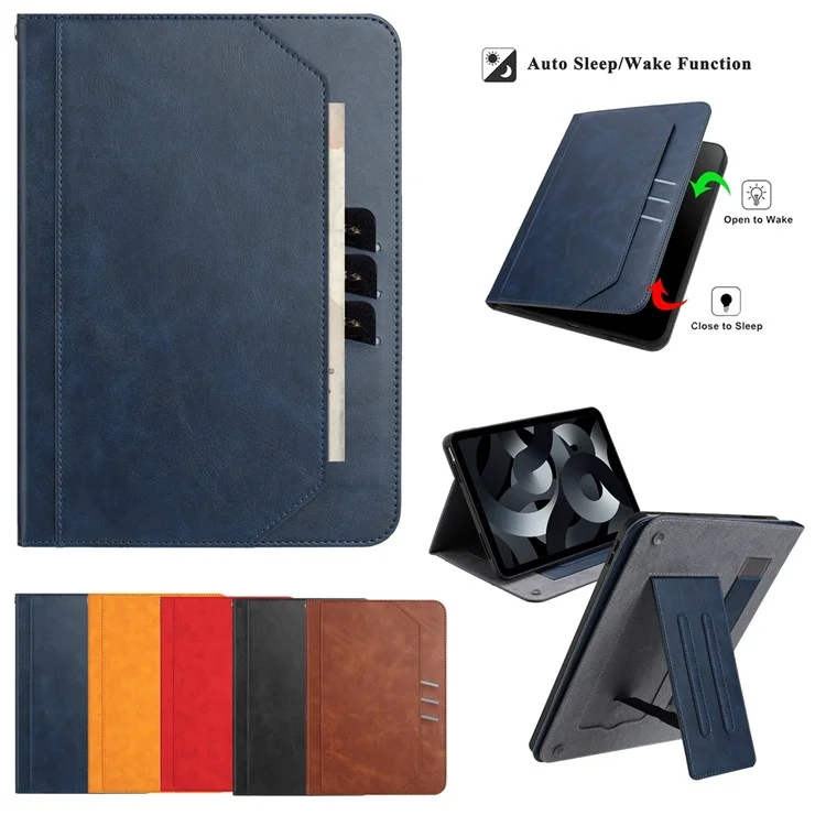 Stand Case for Samsung Galaxy Tab S6 Lite (2024) / (2022) / (2020) Auto Wake / Sleep PU Leather Tablet Cover with Wallet / Hand Strap - Blue