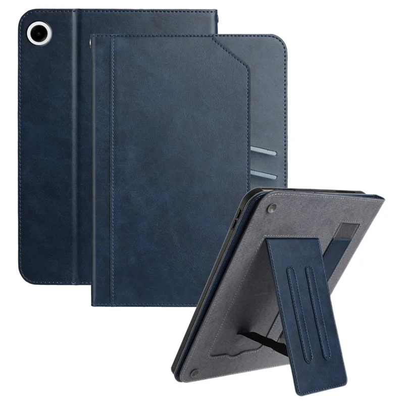 For Samsung Galaxy Tab A9 Stand Case Auto Wake / Sleep PU Leather Tablet Cover with Wallet / Hand Strap - Blue