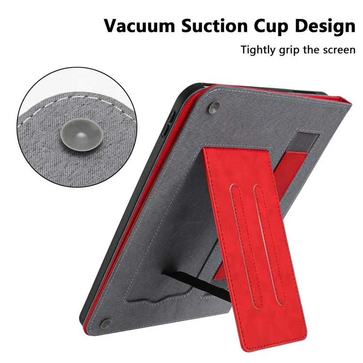 Stand Case for Samsung Galaxy Tab S10 / S10 FE / S9 / S9 FE Auto Wake / Sleep PU Leather Tablet Cover with Wallet / Hand Strap - Red