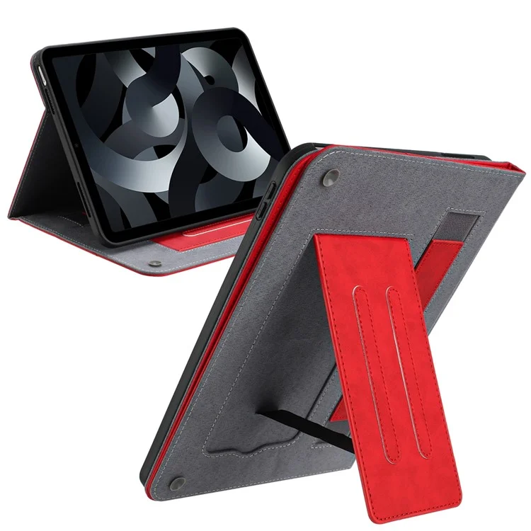 Stand Case for Samsung Galaxy Tab S10 / S10 FE / S9 / S9 FE Auto Wake / Sleep PU Leather Tablet Cover with Wallet / Hand Strap - Red