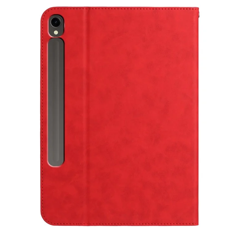 Stand Case for Samsung Galaxy Tab S10 / S10 FE / S9 / S9 FE Auto Wake / Sleep PU Leather Tablet Cover with Wallet / Hand Strap - Red