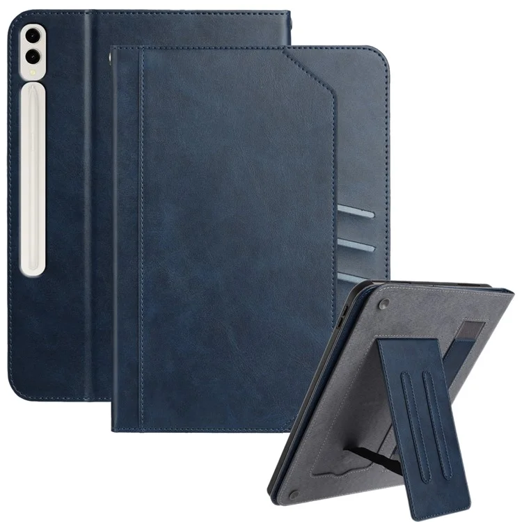 Cover per Samsung Galaxy Tab S10+ / S9+ / S9 FE+ con Funzione Auto Wake / Sleep, in Pelle PU con Portafoglio / Cinturino a Mano - Blu