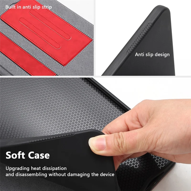 Stand Case for Samsung Galaxy Tab S10+ / S9+ / S9 FE+ Auto Wake / Sleep PU Leather Tablet Cover with Wallet / Hand Strap - Red