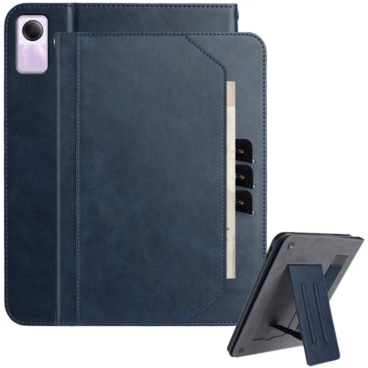 Pour Xiaomi Redmi Pad SE Étui Support avec Activation/Mise en Veille Automatique, Housse de Tablette en Cuir PU avec Portefeuille / Dragonne - Bleu