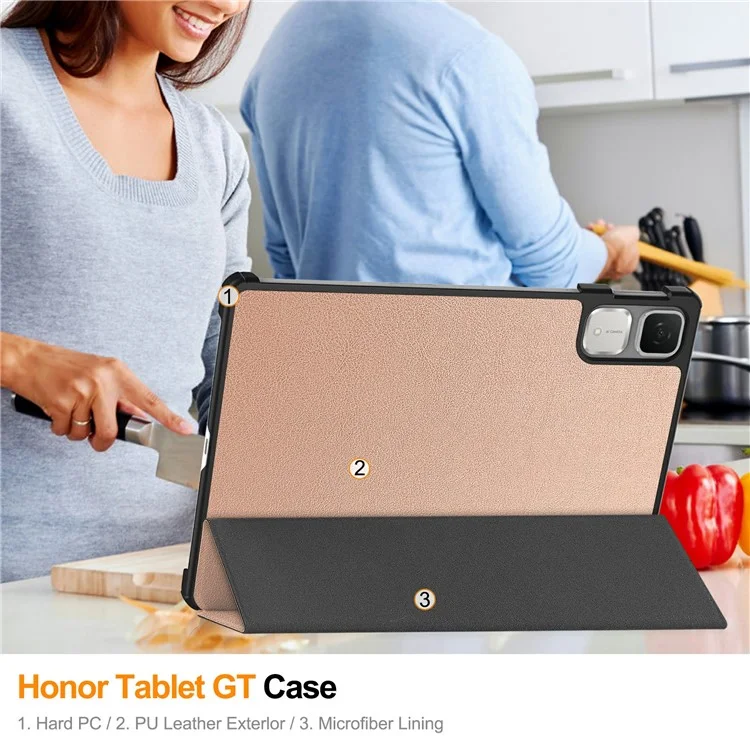 Custodia For Honor Tablet GT Antiurto in Pelle con Supporto - Oro Rosa