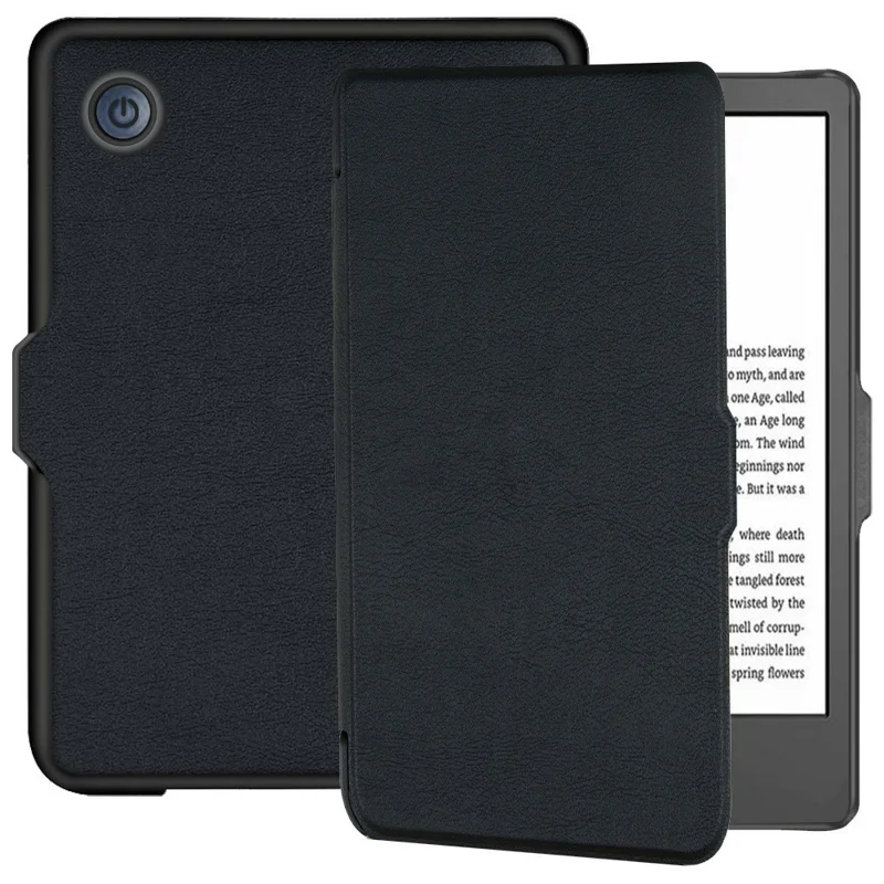 For Tolino Shine 4 Case Book Style PC + PU Leather E-Reader Protective Cover with Auto Sleep  /  Wake - Black