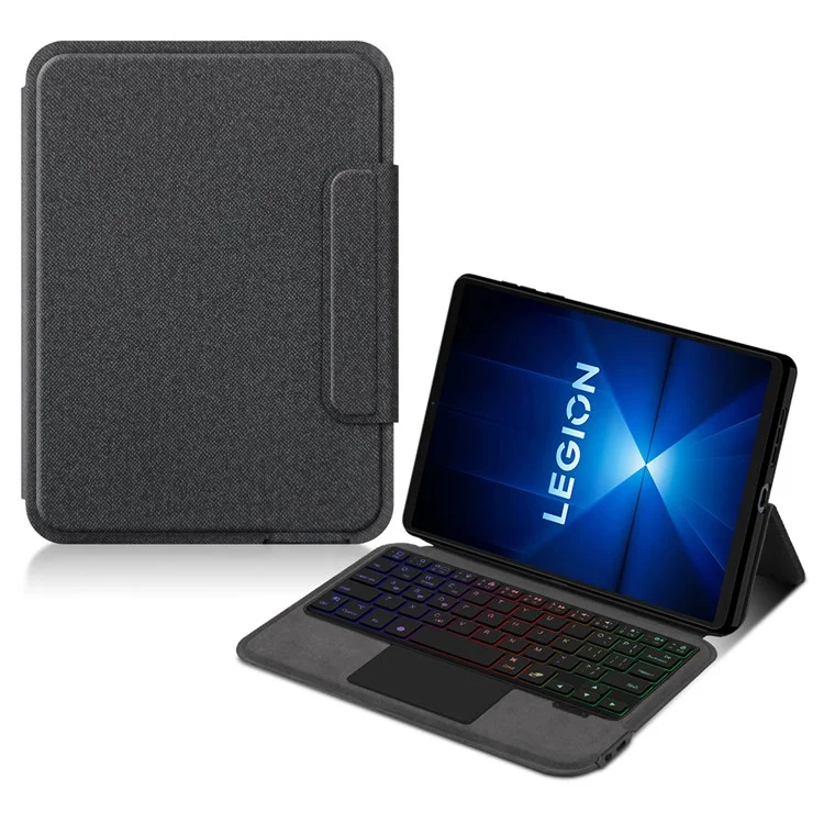 For Lenovo Legion Y700 (2025) Leather Case + Touchpad Bluetooth-Compatible Keyboard with Backlit