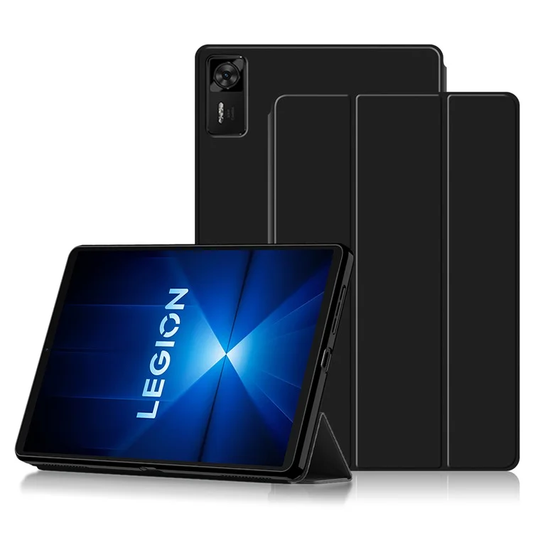 Étui pour Lenovo Legion Y700 (2025) en Cuir PU et TPU avec Support Pliant Arrière - Noir