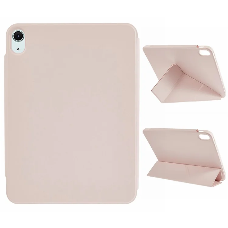 Étui Origami pour iPad (2025) / iPad 10.9 (2022) Support en Cuir PU + Couverture de Tablette TPU - Rose