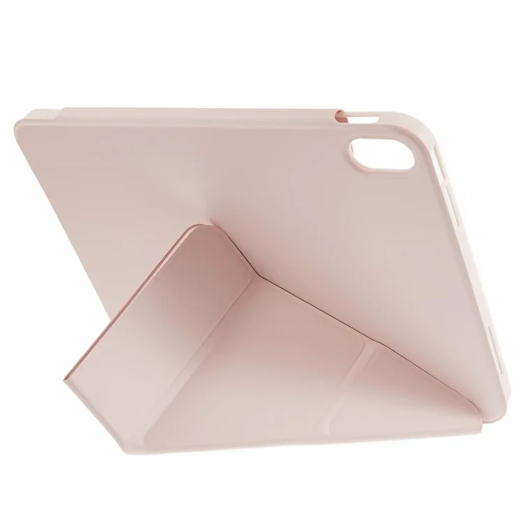 Étui Origami pour iPad (2025) / iPad 10.9 (2022) Support en Cuir PU + Couverture de Tablette TPU - Rose