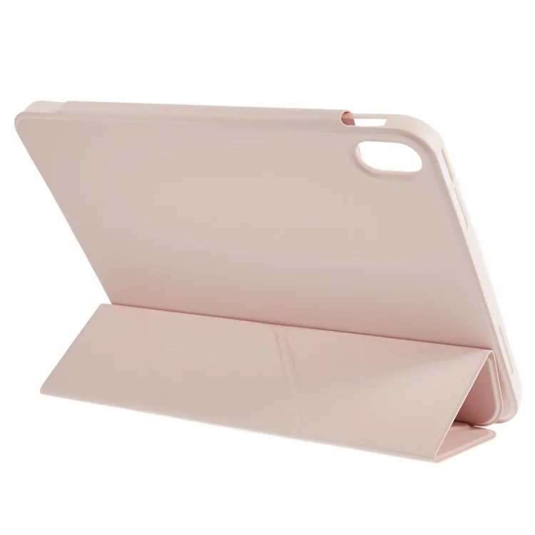 Étui Origami pour iPad (2025) / iPad 10.9 (2022) Support en Cuir PU + Couverture de Tablette TPU - Rose