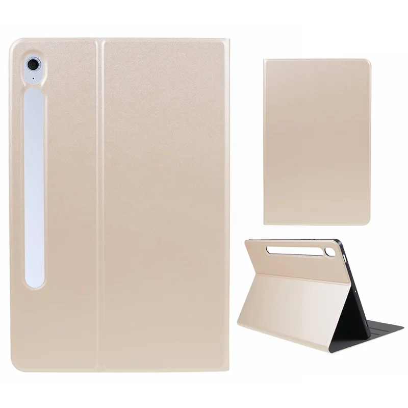 Funda para Samsung Galaxy Tab S10 FE+ de Cuero Sintético con Soporte Plegable - Dorado
