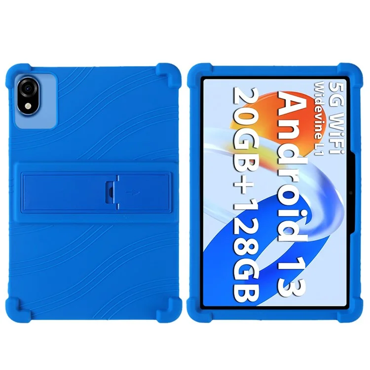 Silicone Case For Blackview Tab 60 Wifi / Tab 60 Pro / Oscal Pad 30 WiFi / 80 WiFi / Doogee U9 / U10 / U10 Pro Rugged Cover with Kickstand - Dark Blue
