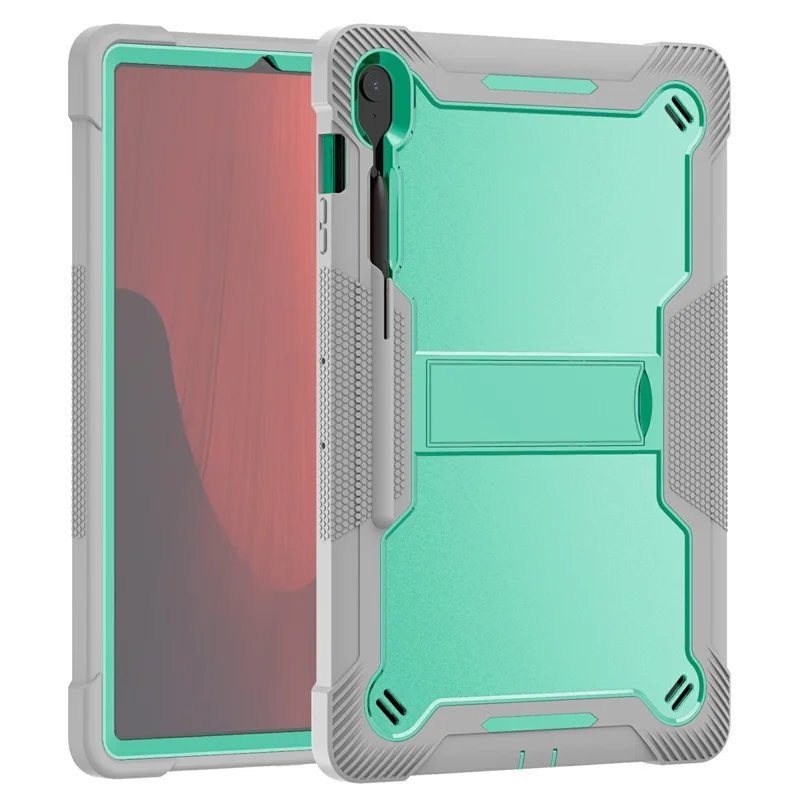 Étui pour Samsung Galaxy Tab S10 FE+ avec Support Béquille, Coque de Protection Hybride Silicone + PC - Vert Menthe / Gris