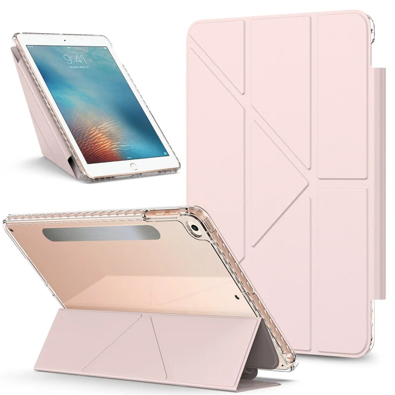 Чехол для планшета iPad 9.7 дюйма (2018) / (2017) / Air 2 / Air (2013) с подставкой, магнитный, съемный, из искусственной кожи, с функцией автоматического включения/выключения - Розовый