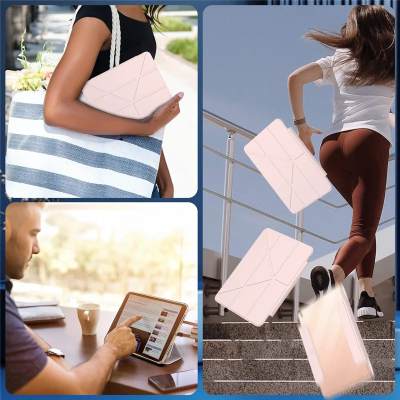Чехол для планшета iPad 9.7 дюйма (2018) / (2017) / Air 2 / Air (2013) с подставкой, магнитный, съемный, из искусственной кожи, с функцией автоматического включения/выключения - Розовый