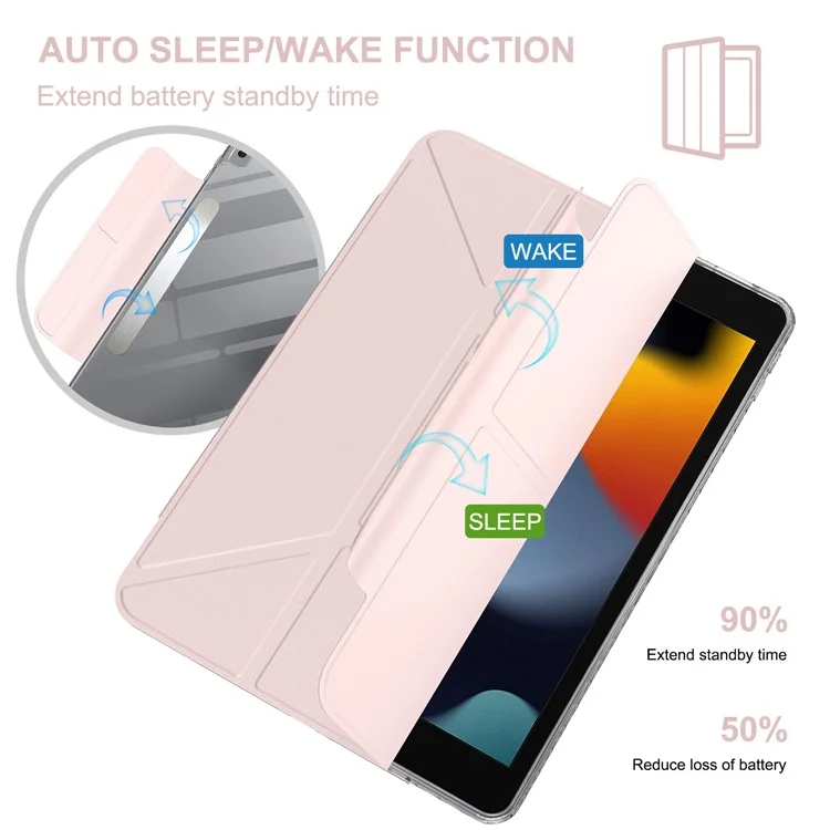 Custodia per tablet per iPad 10.2 (2021) / (2020) / (2019) / Air 10.5 pollici (2019) Supporto Copertura in pelle magnetica staccabile con risveglio/sonno automatico - Rosa