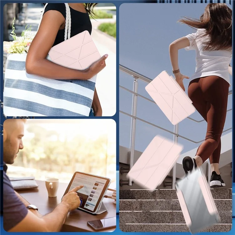 Custodia per tablet per iPad 10.2 (2021) / (2020) / (2019) / Air 10.5 pollici (2019) Supporto Copertura in pelle magnetica staccabile con risveglio/sonno automatico - Rosa
