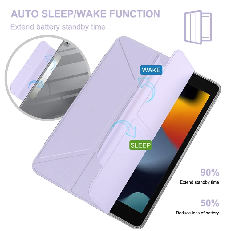 Étui pour iPad 10,2 pouces (2021) / (2020) / (2019) / Air 10,5 pouces (2019) Support Housse en Cuir Magnétique Détachable avec Mise en Veille/Réveil Automatique - Violet