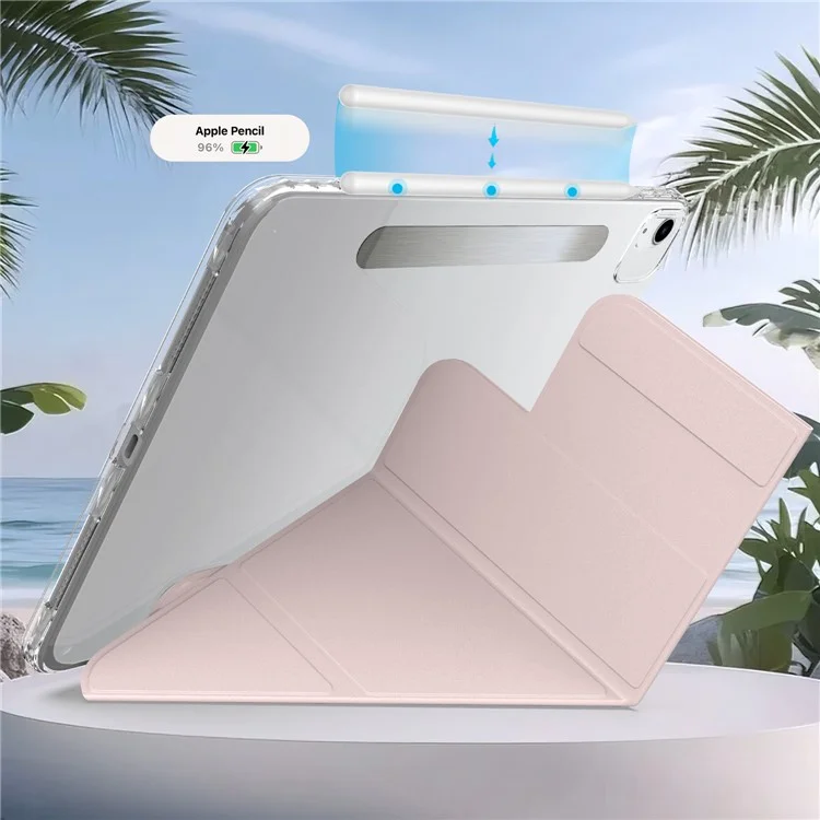 Capa de Tablet para iPad Air 11 (2025) / (2024) / Air (2022) / (2020) / Pro 11 polegadas (2018) Suporte Magnético Destacável em Couro PU - Rosa