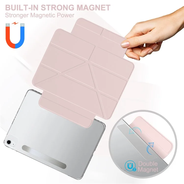 Capa de Tablet para iPad Air 11 (2025) / (2024) / Air (2022) / (2020) / Pro 11 polegadas (2018) Suporte Magnético Destacável em Couro PU - Rosa