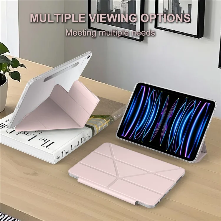 Tablet Case For iPad Air 13 (2025)  /  (2024)  /  Pro 12.9-inch (2018) Stand Magnetic Detachable PU Leather Cover with Auto Wake  /  Sleep - Pink