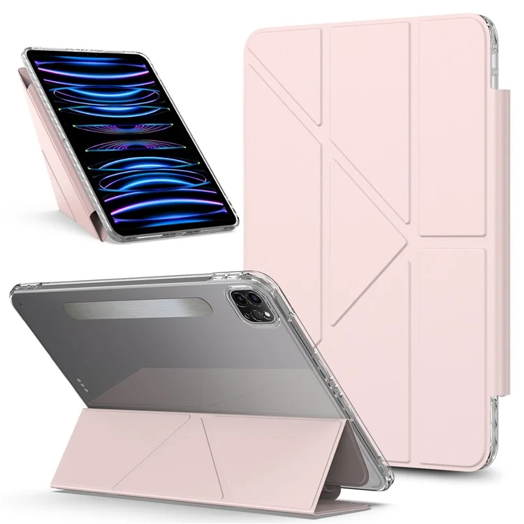 Tablethülle für iPad Pro 12.9 (2022) / (2021) / (2020) Ständer Magnetische abnehmbare PU-Lederhülle mit Auto-Aufwachen/Schlaf - Rosa
