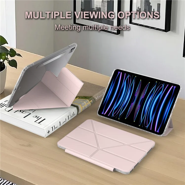 Tablethülle für iPad Pro 12.9 (2022) / (2021) / (2020) Ständer Magnetische abnehmbare PU-Lederhülle mit Auto-Aufwachen/Schlaf - Rosa