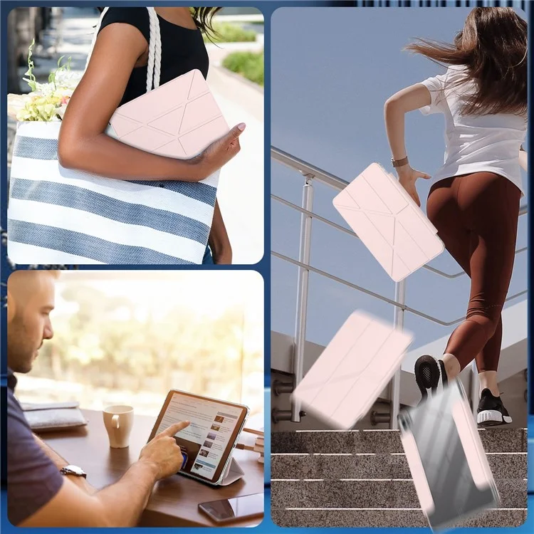 Tablethülle für iPad Pro 12.9 (2022) / (2021) / (2020) Ständer Magnetische abnehmbare PU-Lederhülle mit Auto-Aufwachen/Schlaf - Rosa