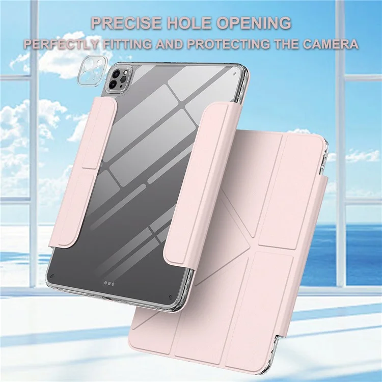 Capa para iPad Pro 11 (2022) / (2021) / (2020) Suporte Magnético Destacável em Couro PU com Ativação/Desativação Automática - Rosa