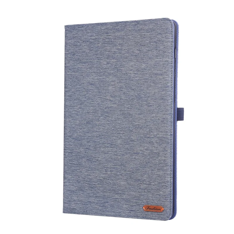 Étui en cuir pour Samsung Galaxy Tab S10 FE+ avec support, porte-cartes et texture en tissu - Bleu