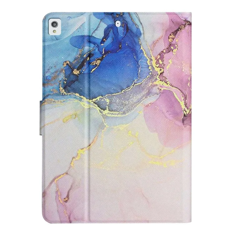 For iPad 10.2 (2021) / (2020) / iPad Air 10.5 inch (2019) Marble Pattern Printing Stand Leather Tablet Case with Card Holder and Auto Wake / Sleep - Pink Blue Marble