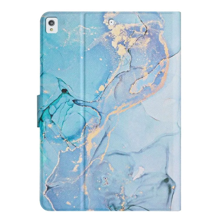 Para Ipad 10.2 (2021) /(2020) / Ipad Air 10.5 Pulgadas (2019) Case de Tableta de Cuero de Soporte de Impresión de Patrones de Mármol Con Soporte de Tarjeta y Estela Automática / Dormir - Mármol Azul