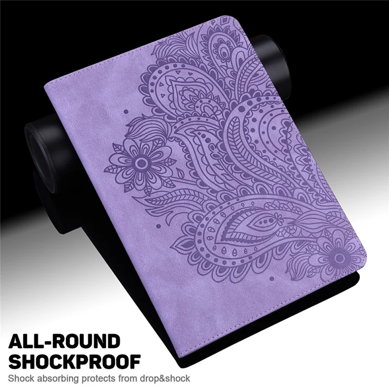 For Samsung Galaxy Tab S10 FE+ Case Peacock Flower Pattern Card Holder Leather Tablet Cover - Purple