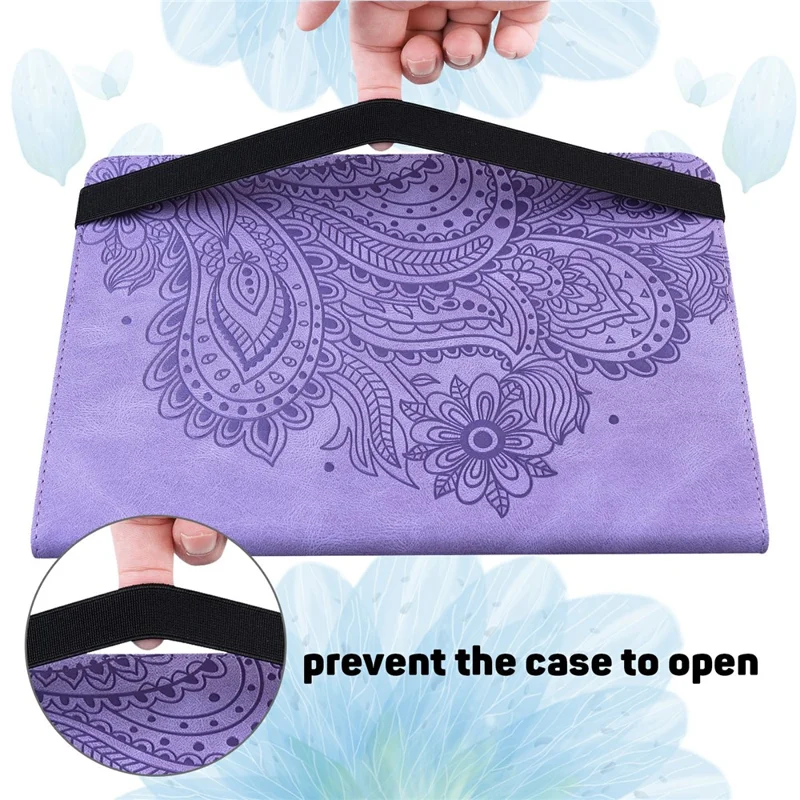 For Samsung Galaxy Tab S10 FE+ Case Peacock Flower Pattern Card Holder Leather Tablet Cover - Purple