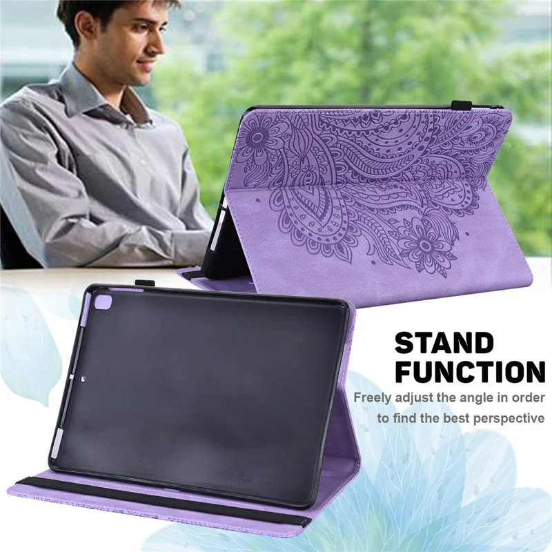For Samsung Galaxy Tab S10 FE+ Case Peacock Flower Pattern Card Holder Leather Tablet Cover - Purple